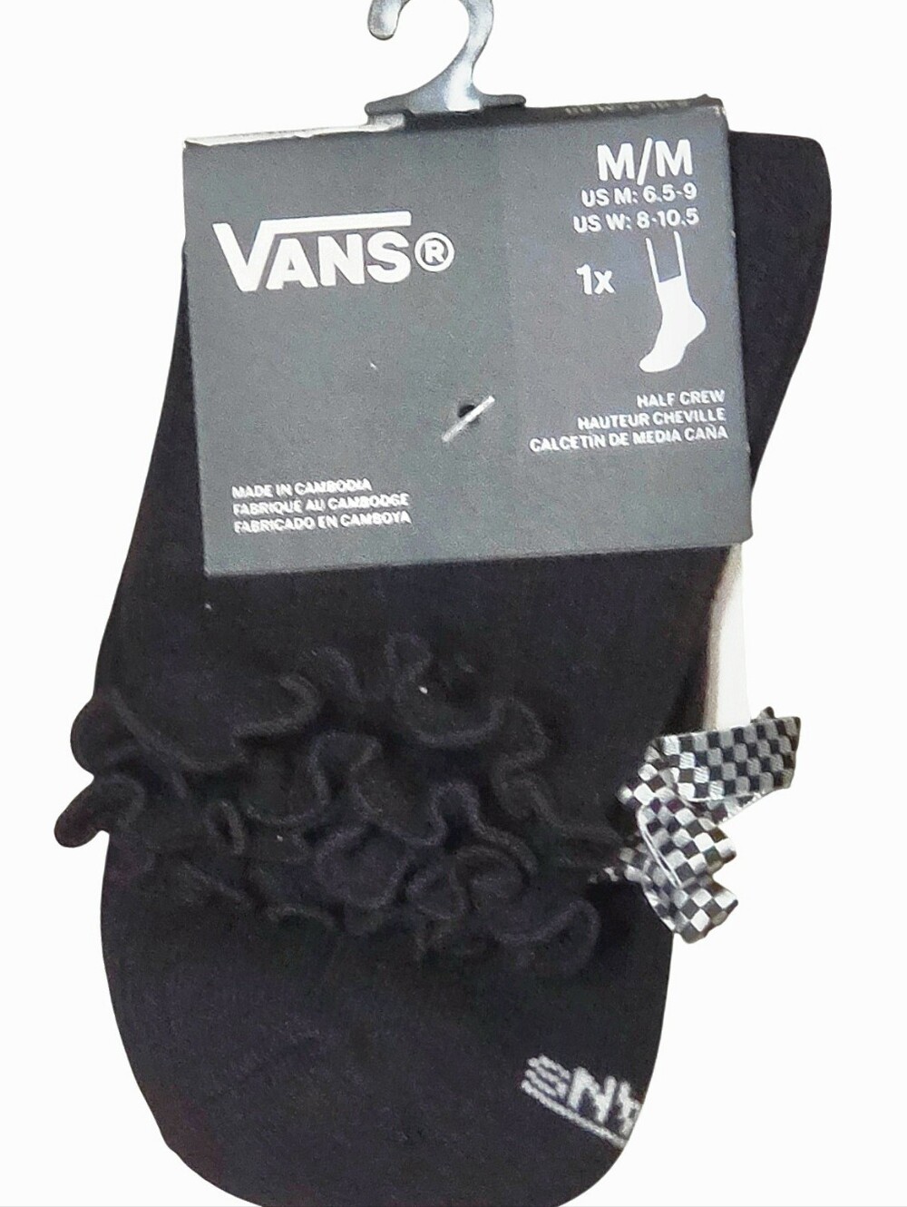 Vans Rufflen Low Crew Socks- Black